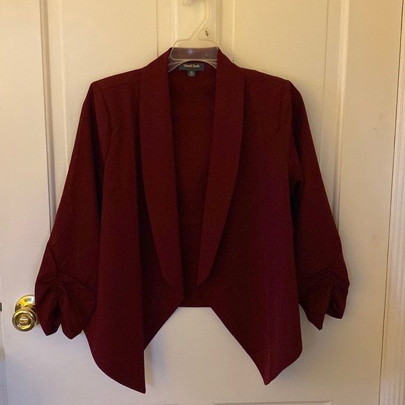 Burgundy ModCloth lightweight 3/4 sleeve blazer - Picture 1 of 4